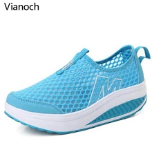 Летняя обувь из сетчатого материала, визуально увеличивающая рост; женская повседневная обувь; модная обувь на платформе; женская дышащая обувь; aa0030