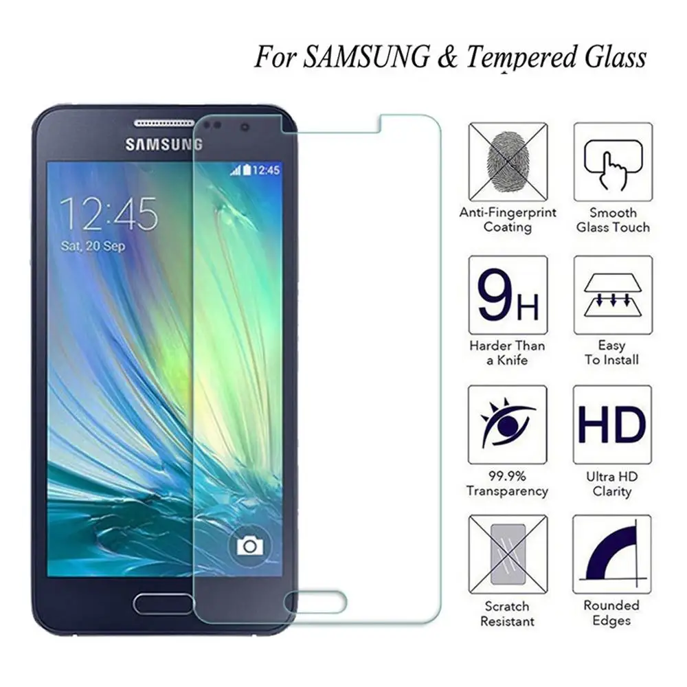 

2.5D 9H HD Tempered Glass Screen Protector For Samsung Galaxy A3 A5 A7 2015&2016&2017 Screen Protective Film on For A8 A9 15/16