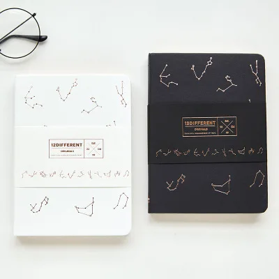 

Hot Black White Notebook Blank Sketchbook Journal Freenote Diary Study Notebook Stationery Gift Planner "Constellation" Notepad