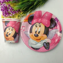 

baby girl minnie mouse Movie Character Decorative paper cup+7inch paper plate tableware for birthday,party cup*30pcs+plate*30pcs