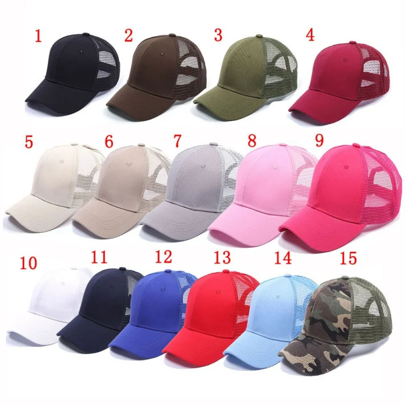 1pc Ponytail Cap Women Men Cotton Adjustable Sunshade Mesh Sun Hat Sportswear Accessory New