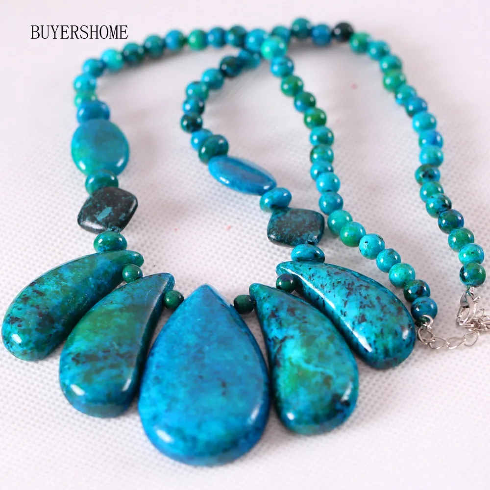 Модные ювелирные изделия, натуральный камень, голубой Азурит, ожерелье 2" 1 шт E215