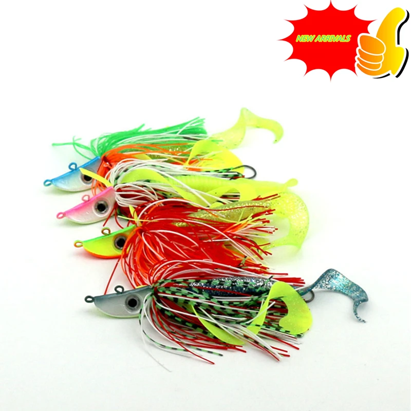 

Silicone Bait Big Game Squid Lure 4PC 23G Jig Fishing Lures Squid Jigs Head Octopus Hook Soft Baits fishing accessories