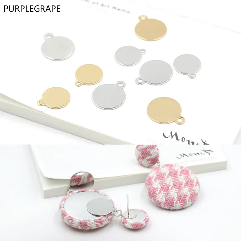 Плоский диск diy серьги ювелирные аксессуары кулоны пуговицы аксессуары медный цвет 12 шт