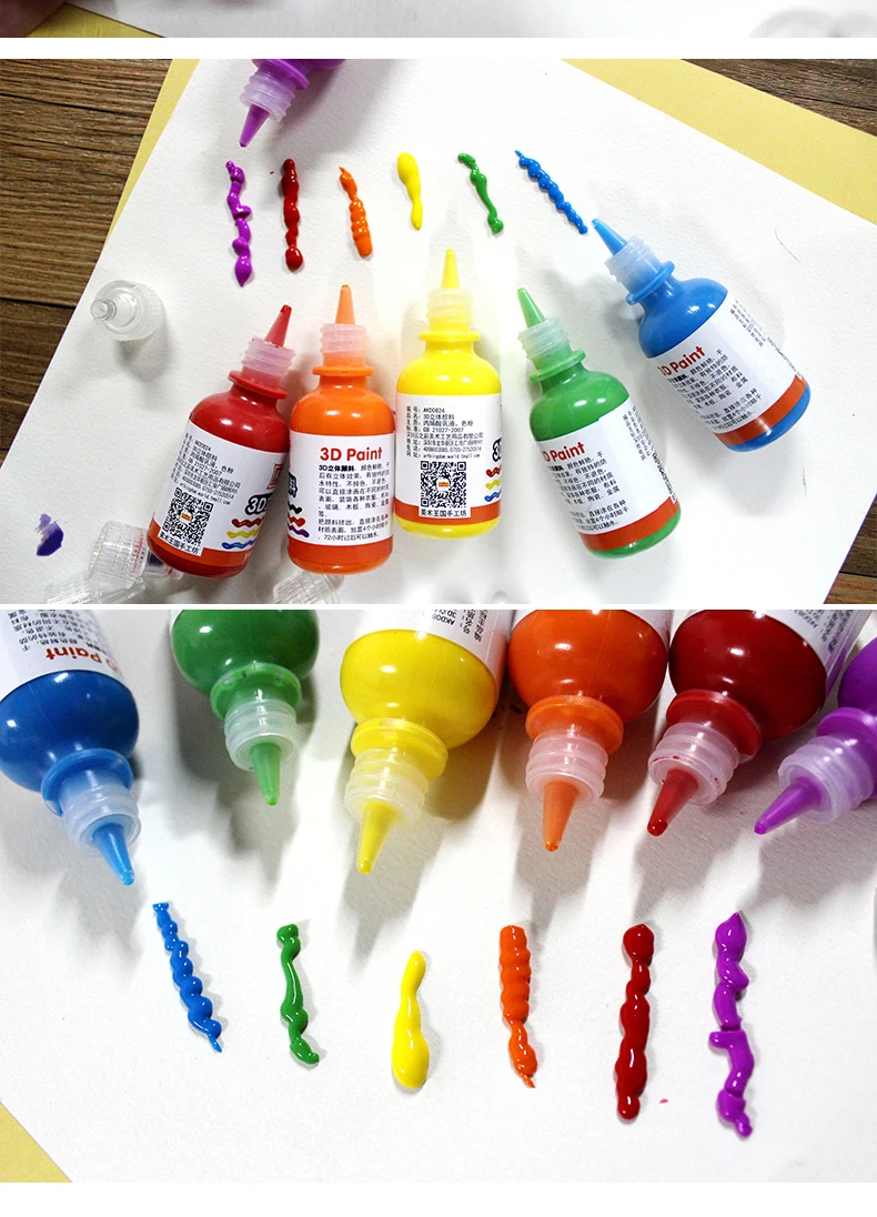 6/12 цветов 3D акриловые краски набор для рисования ткани краски для текстильной одежды стеклокерамические граффити деревянные товары для рукоделия для детей