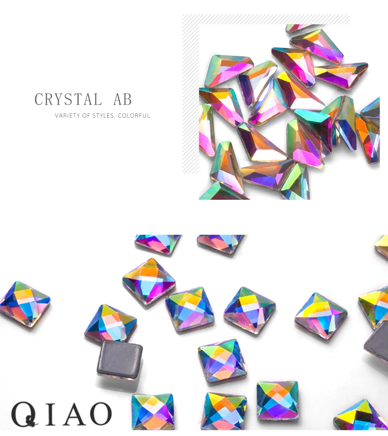 Qiao новая форма Кристалл Стекло Кристалл AB плоское дно исправление стразы/железо на плоской задней Кристаллы 30 видов камня
