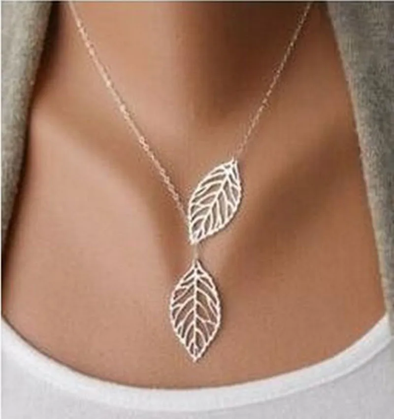 Two Leaf Pendants Necklace4