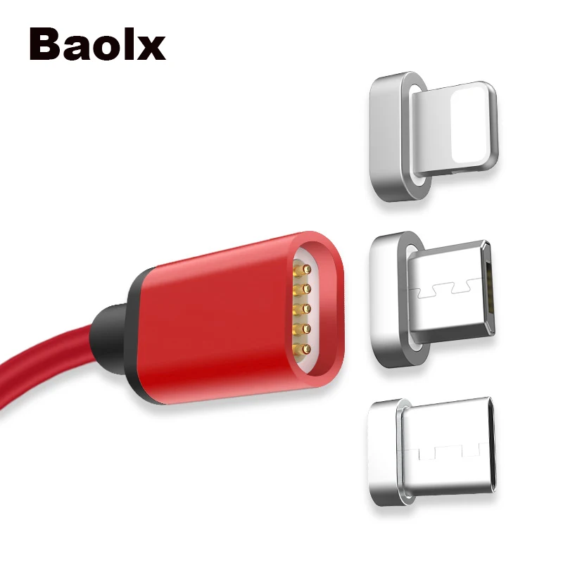 Магнитный зарядный кабель USB Type C/IOS/Micro usb светодиодный нейлоновый Плетеный провод