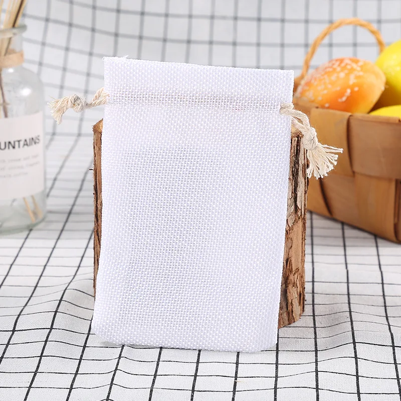 50PCS 10x14cm Vintage Natural Burlap Jute Gift Bags Christmas Candy Bags Wedding Favor Packaging Pouch Drawstring Jewelry Bags