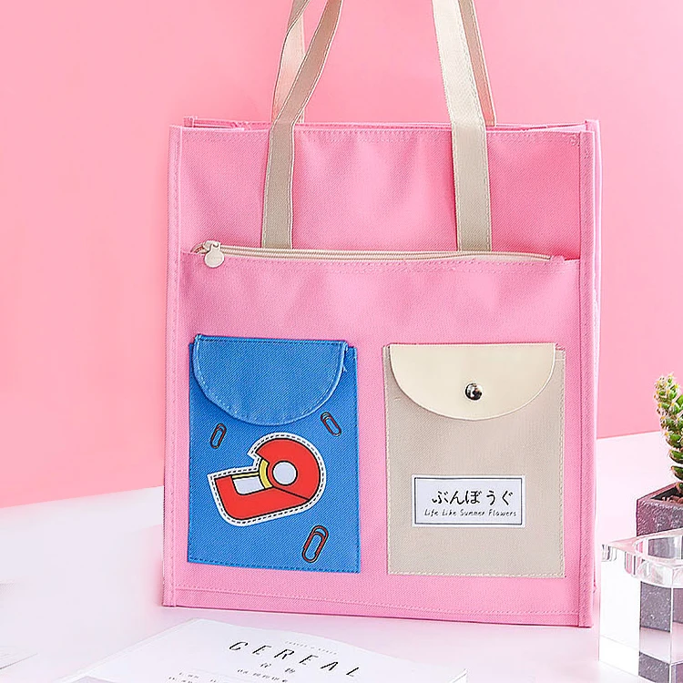 

Portable File Bag Folder Storage Fabric Pouch Package A4 Paper Portable Document Bag Pouch File Folder Office School Supplies