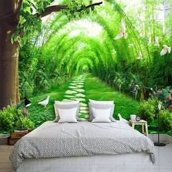 Пользовательские 3D настенная Фреска s обои Гостиная ТВ фон нетканые соломы обои зелёный бамбуковый лес настенная Фреска Картины