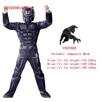 

VEVEFHUANG Avengers Hero Black Panther Cosplay Onesies Halloween Carnival Masquerade Birthday Party Costume Gift for children