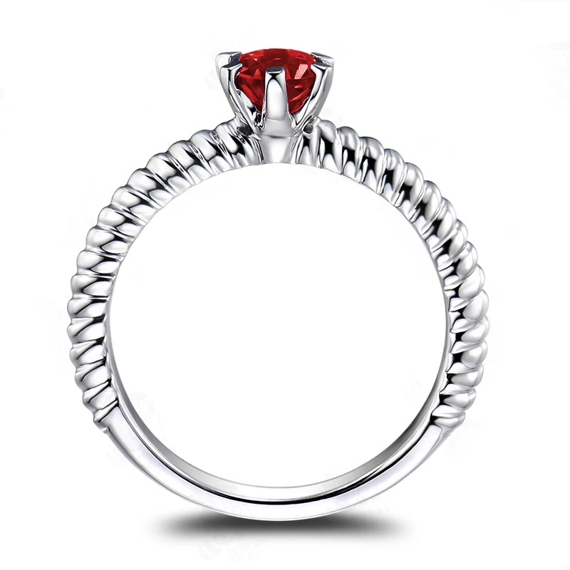 QYI Стерлинговое Серебро 925 пробы имитация рубина скрученные кольца 0.8ct круглая