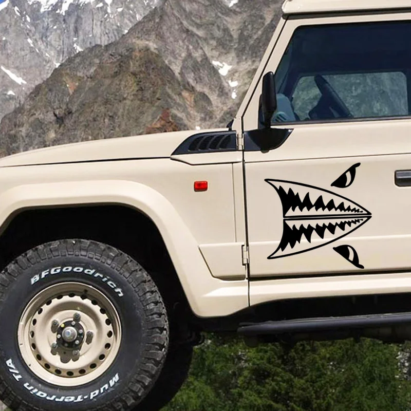 

2x Mini Shark Teeth Great White Shark Body Personality Vinyl Decals Car Styling Car Stickers Accessories Jdm