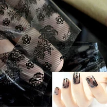 1pcs Top Quality Black Lace Nail Art Foil Sticker Paper Flower Design Nail Tips Decals Manicure Tool Popular