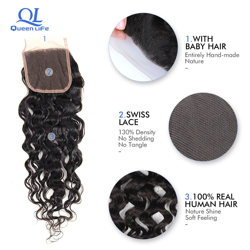 Queenlife волнистые пучки с закрытием 28 дюймов Натуральные синтетические волосы Remy человеческие волосы бразильские волосы пучки