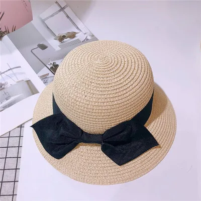 Family Matching Summer Hats Big Bow Bohemia Mom And Me Straw Foldable Hat For Kids Women Girl Star Sun Caps Beach Accessories