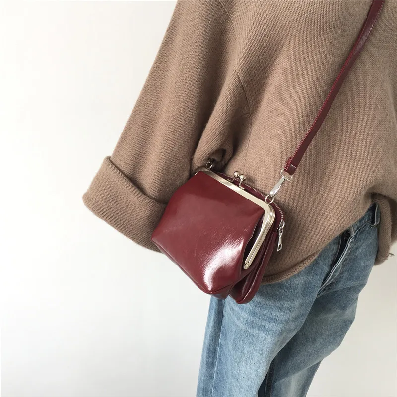 بلون النساء كليب أكياس الكتف حقيبة ساعي الرجعية Crossbody أكياس بو حقائب يد جلدية الهاتف محفظة كليب مخلب 2019