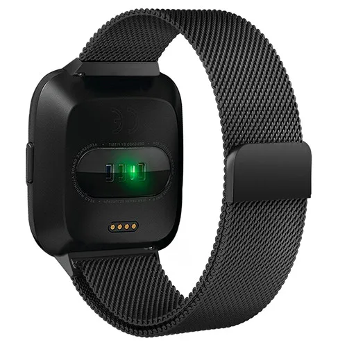 Миланская петля ремешок для Fitbit Versa/Versa 2/versa Lite ремешок из нержавеющей стали браслет ремешок Смарт часы аксессуары - Цвет ремешка: black