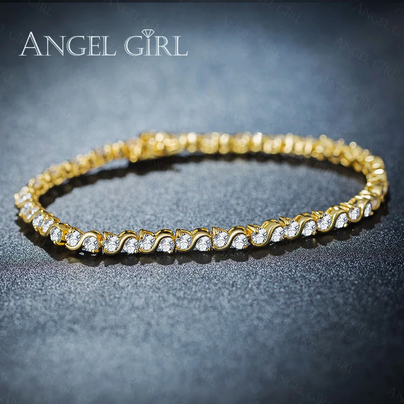 

Angel Girl AAA+ Round Cubic Zirconia Tennis Bracelet for woman bracelets for women high gold colour bracelet manchette femme
