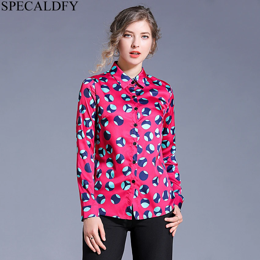 

Satin Shirt Women Long Sleeve Dot Print Vintage Blouse High Quality Fashion Runway Blusa Feminina Blusas Mujer De Moda 2019
