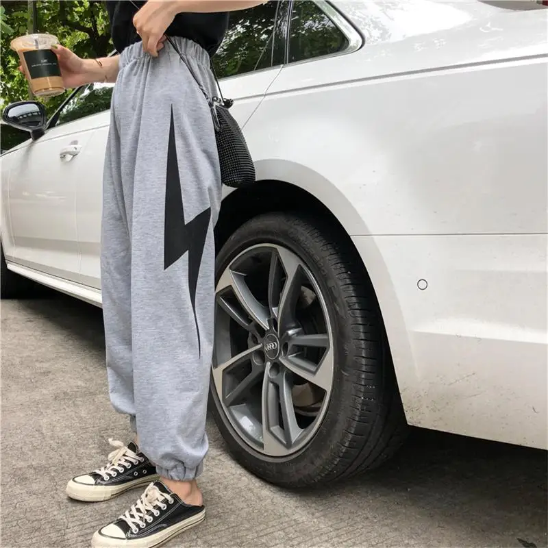 Для женщин в Корейском стиле панк Chic Harajuku Ulzzang свободные Lightning узор Высокая Талия
