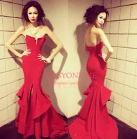 2014 New Arrival Sexy Open Back Red Mermaid Prom Dresses 2014 Long Dress Party Evening Elegant For Girls EV0104