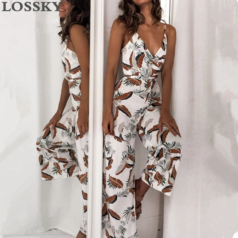 palm leaf print jumpsuit