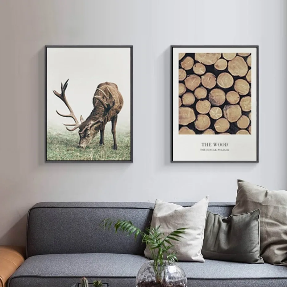 Sure Life Nordic Elk Plants Creative Words Canvas Printings Wall