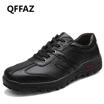 

QFFAZ Brand Size 38-48 Fashion Handmade Brand Genuine leather men Flats,Soft leather men Male Moccasins,High Quality Men Shoes