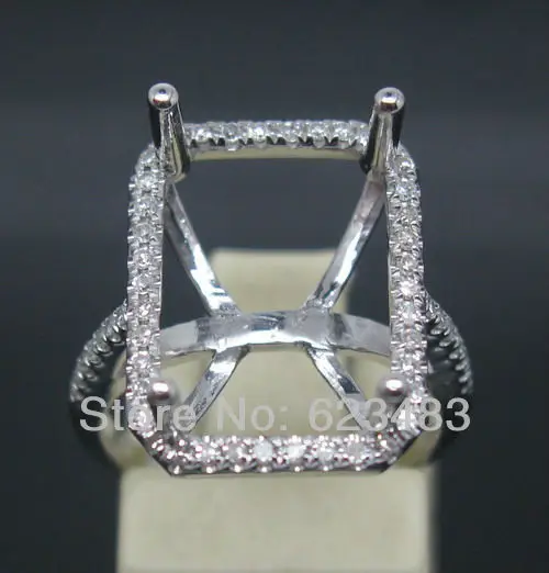 

EMERALD CUT 10*14MM SOLID 14kt WHITE GOLD NATURAL . SEMI MOUNT SETTING RING