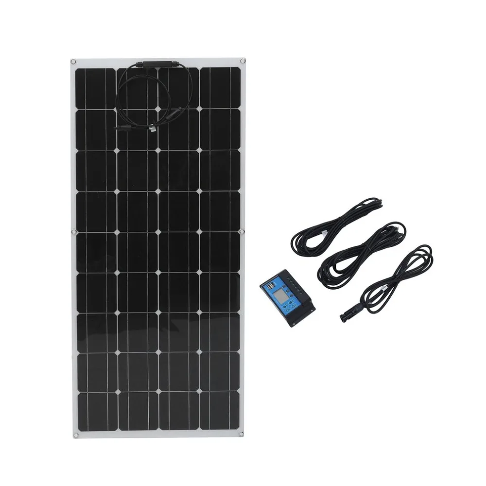 

2pcs 130W Monocrystalline Flexible Solar Panel Module Installation Kit Outdoor Solar Charging Device Solar Power System