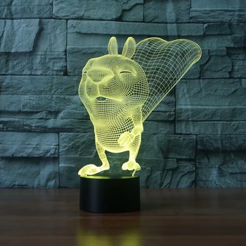 

Lovely Squirrel Animal Led Desk Lamp 7 Colorful Touch Switch Acrylic Table Lamp Novelty Luminaria Led 3d Night Lights