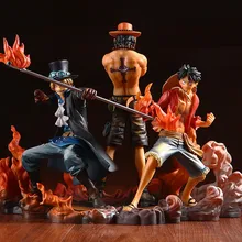 Huong Hot Anime One Piece 14-17cm 3pcs/set Luffy & Ace & Sabo PVC Action Figure Toys Dolls Brinquedos Models With Retail Box.