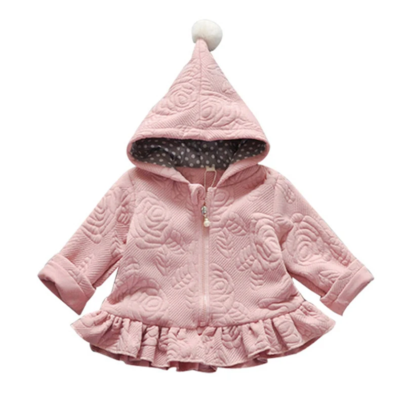 Baby Girls Jacket Newborn Autumn Tops Kids Warm Coat Infant Ear Hoodies