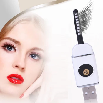 

Electric Heated Eyelash Curler Portable Eye Lashes Curling Tool+Comb U Disk USB Connector Charge Curled Lashes Clip Makeup Tools