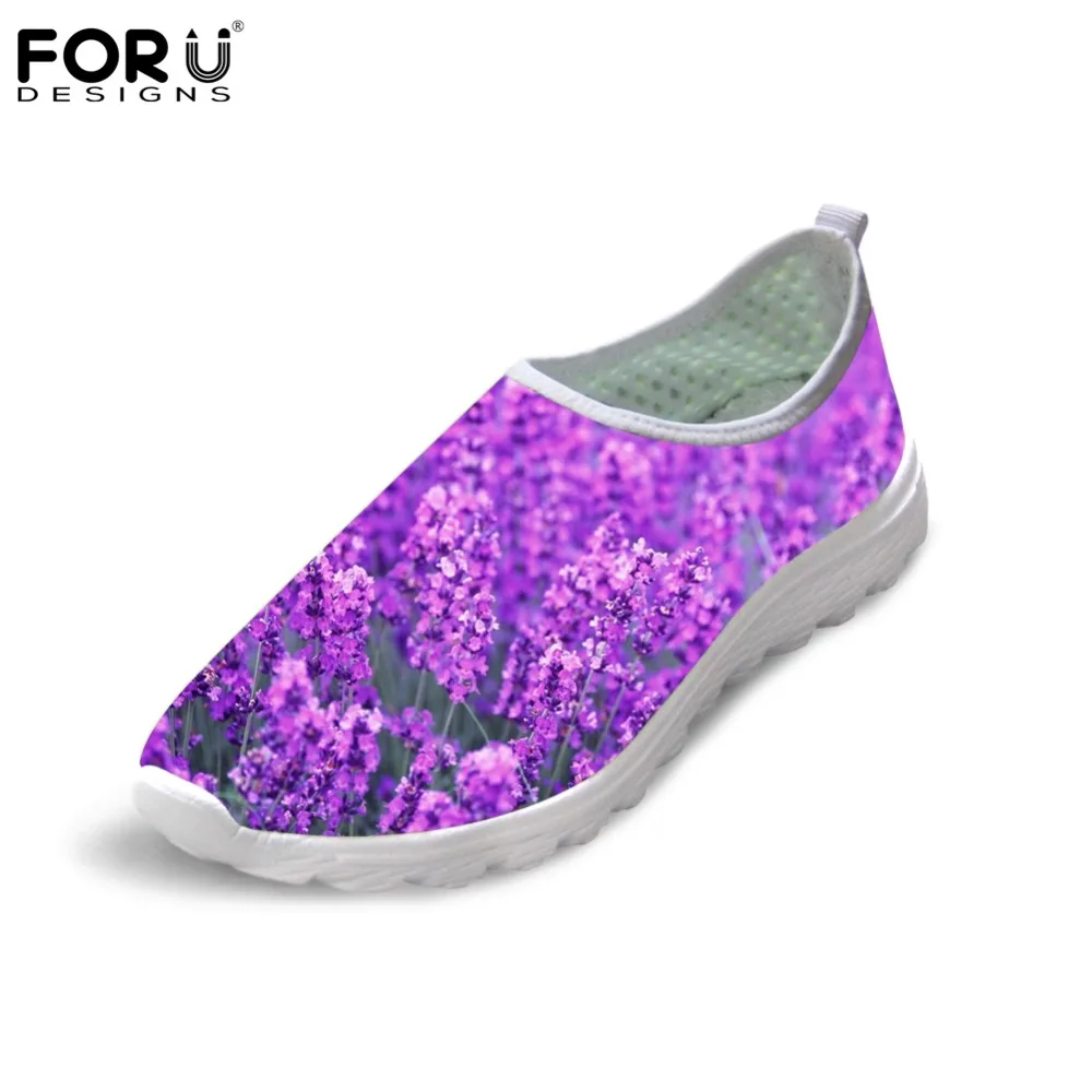 

FORUDESIGNS Flower Tulip Printing Women Flats Shoes Casual Summer Women's Sneakers Shoes Woman Floral Style Lazy Mesh Beach Shoe
