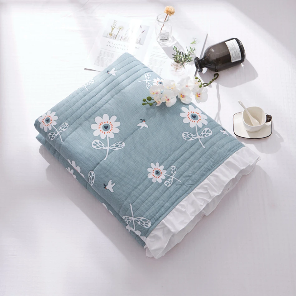 1pc Thin Blanket Cheap Printed Quilt With Flower Patterns Fashion Summer Blanket Quilt Bedding