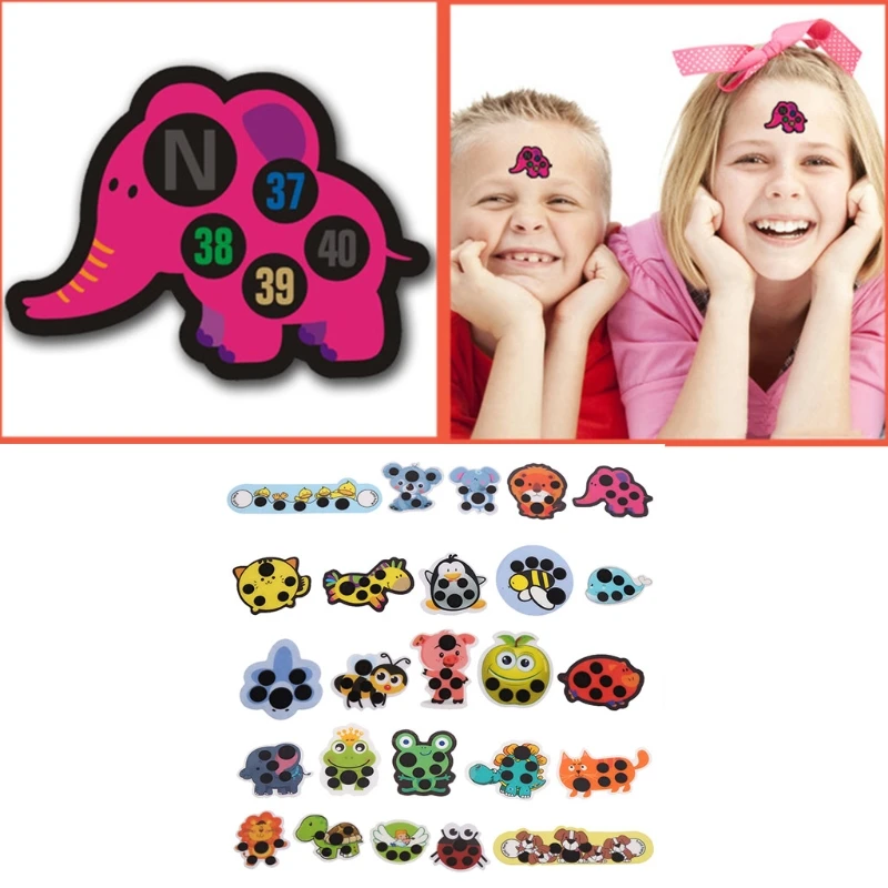 OOTDTY 5 pièces bébé enfant front dessin animé tête thermomètre fièvre Test de température corporelle chaud