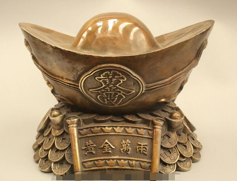 

Details about 8" Lucky China Chinese Fengshui Folk Bronze Money Wealth God Yuanbao Statue R0715