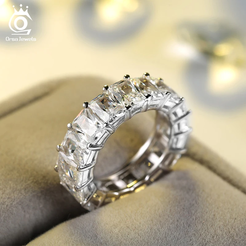 ORSA JEWELS Women Ring Engagement & Wedding Band Luxury AAA Dazzling CZ Eternity Rings Fashion Trendy Female Jewelry AOR146