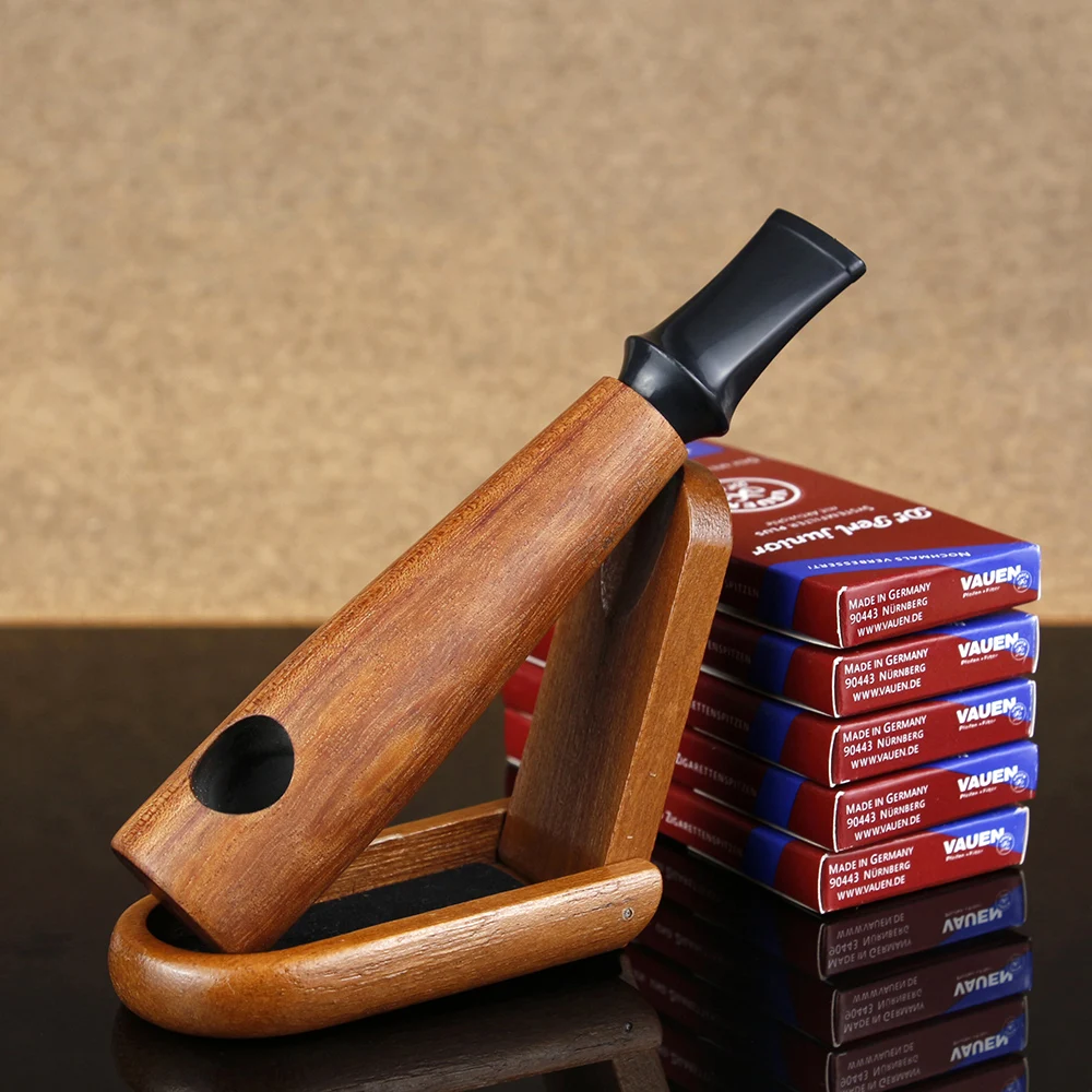 

New Cigar Design Smoking Pipe 9mm Filter Rosewood Tobacco Pipe 50 pcs Activated Carbon Filter Wood Stand Wooden Pipe Set