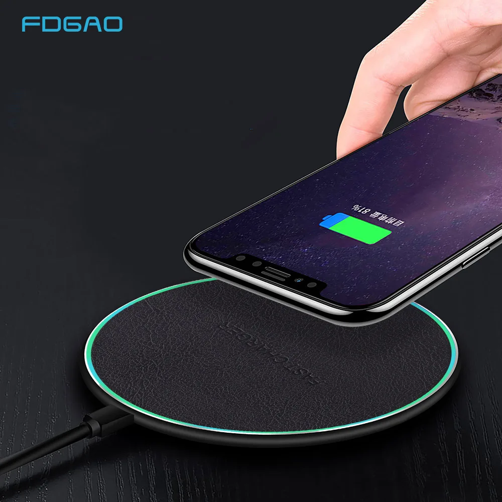 

FDGAO 10W Qi Wireless Charger for iPhone XR XS Max X 8 plus Fast Wireless Charging pad For Samsung S10 S9 Note 9 8 USB Charger