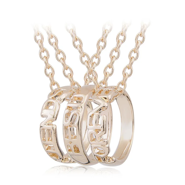 New Arrive 3pcs/set Bff Silver Chains Necklace Letter engraved Best