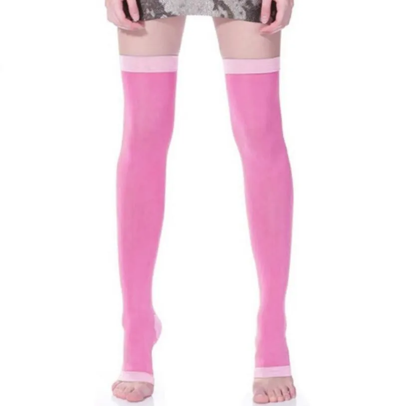 Трендовые компрессионные эластичные носки для похудения, для сна, тонкие ноги, антицеллюлитные женские красивые чулки для ног - Цвет: Розовый