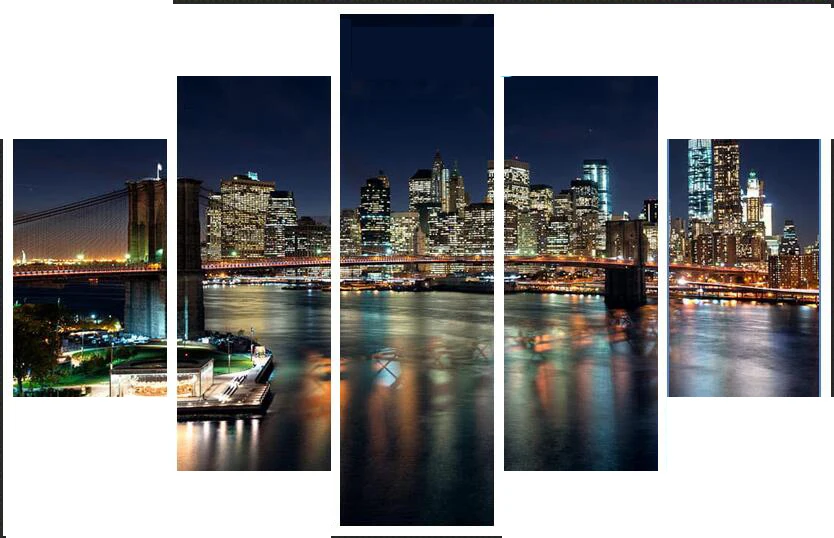 5pcs  set City View Home Decoration DIY Diamond Cross Stitch Wall Decorations Diamond Embroidery Multi Puzzle