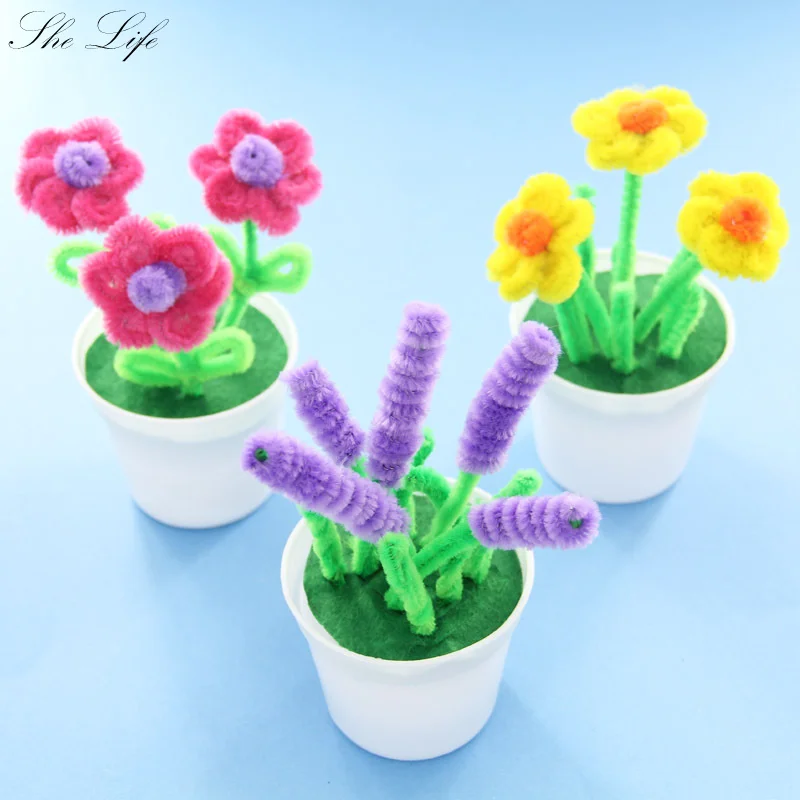 

4 Color Flowers Potted Plant Handmade Craft for Children Gift Bedroom Decoration Felt DIY Package