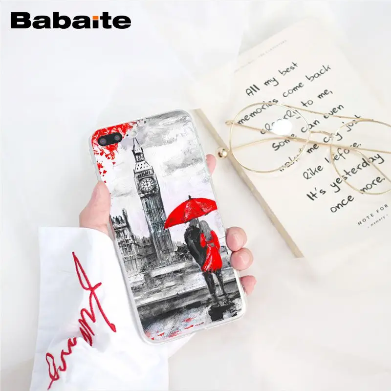 red umbrella in Paris London Eiffel Tower New york Lover Autumn Maple 