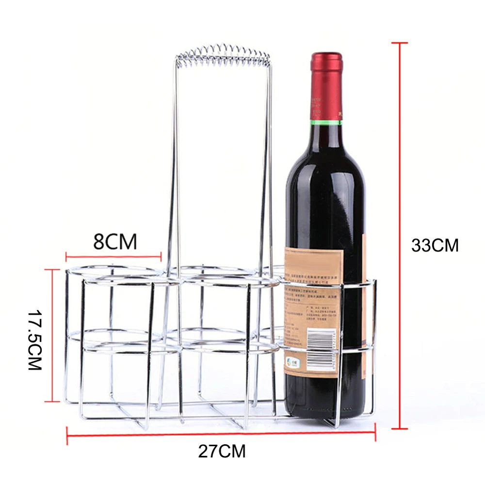 6 бутылок металлический стол стоящая стойка ручная корзина пивной контейнер Настольный винный Держатель Бутылка сервер для ресторана KTV бар
