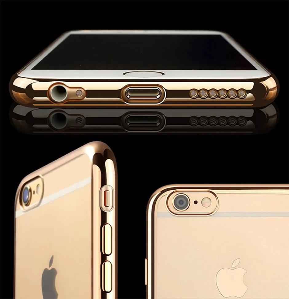 Case For iPhone 5 5S SE 6 6S plus 7 Plus Luxury Plating Gilded Transparent TPU Silicone Soft Phone Cases Cover For iPhone 6 Case (9)
